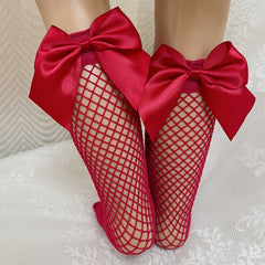 Girls Fishnet Socks with Bow Accessory for Summer