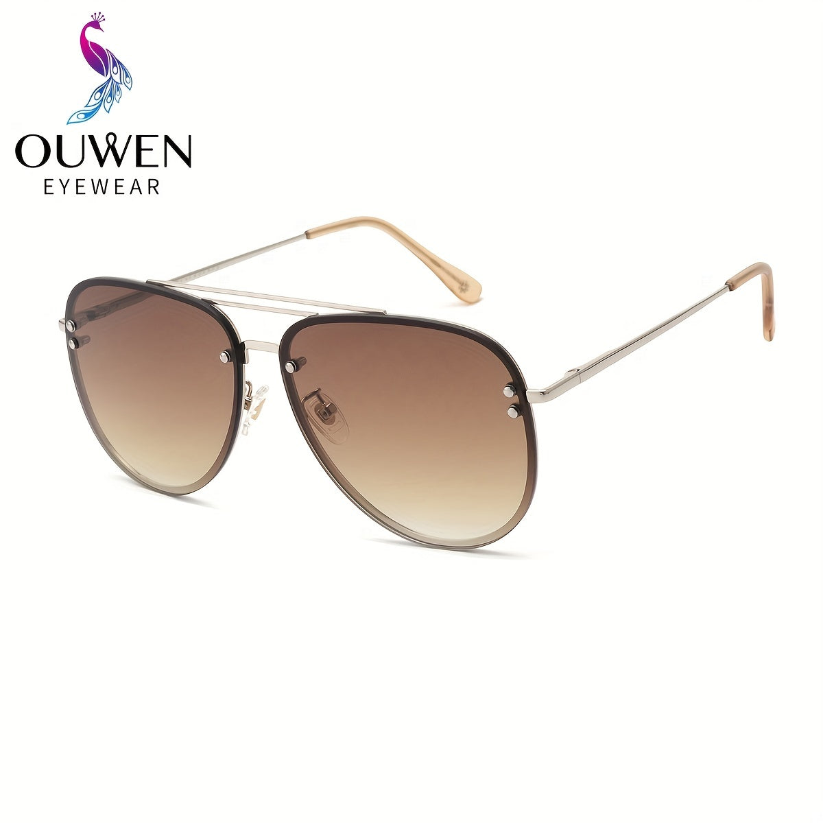 OUWEN Men's Oversized Sunglasses Brown Gradient Polarized UV Protection