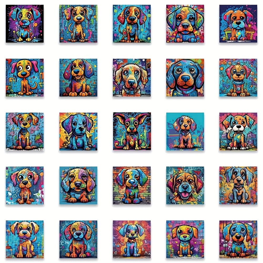 50 PCS Doodle Dog Stickers for Luggage Skateboard Phone Movable DIY Stickers
