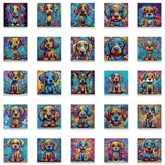 50 PCS Doodle Dog Stickers for Luggage Skateboard Phone Movable DIY Stickers