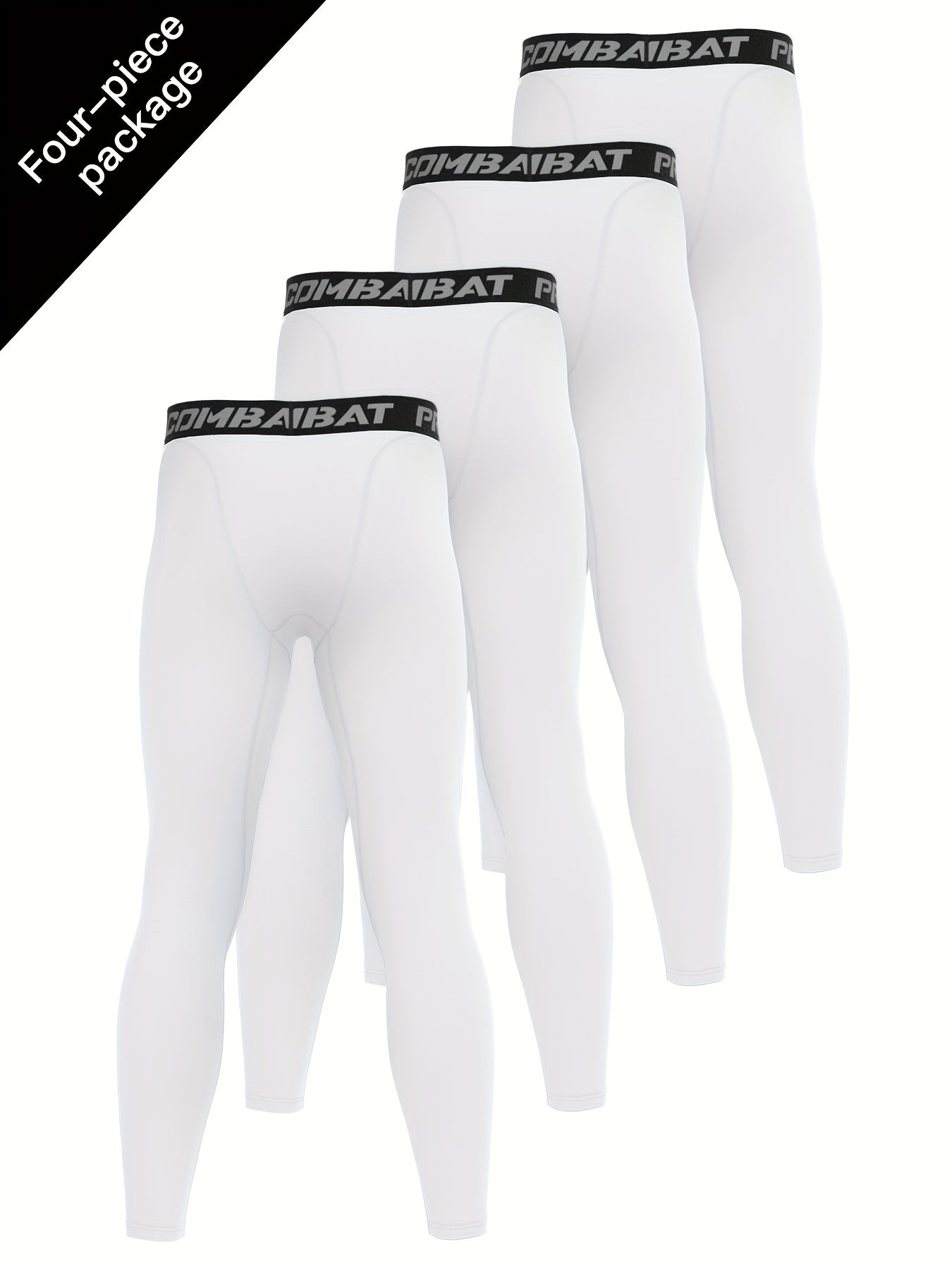 Men's 4pcs Solid Compression Leggings for Outdoor Running
