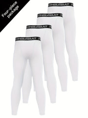 Men's 4pcs Solid Compression Leggings for Outdoor Running