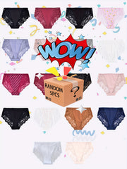 5 Pack Plus Size Panties Set Women's Plus Soft Contrast Lace Briefs