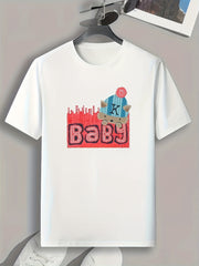 Baby Pattern Print Men's Sports T-shirt, Outdoor Fitness Clothing, Gift For Men