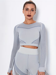 Mesh Long Sleeve Yoga T Shirt with Thumb Hole