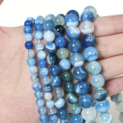 4-12mm Iace Agates Beads Smooth Natural Stone Round Loose Beads