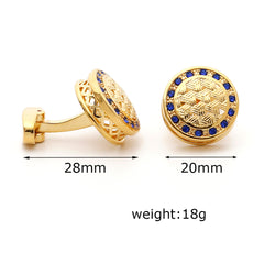 Men's Rhinestone French Round Cufflinks