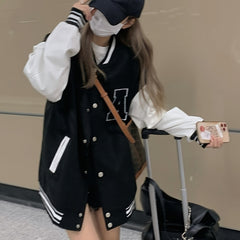 Varsity Letterman Jacket Button Up Women's Streetwear