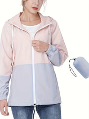Women's Waterproof Hooded Raincoat Lightweight Packable Rain Jacket
