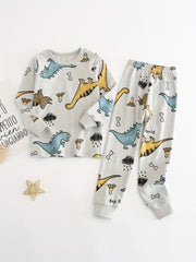 Dinosaur Kid's Pajamas Set Long Sleeve Top & Pants Comfy PJ Boy's Loungewear