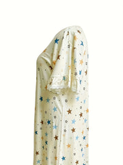 Star Print Lounge Dress with Ruffle Trim