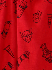 Boys Fire Truck Cartoon Pajamas Set Long Sleeve Sleepwear Pants