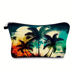 Tropical Tree Print Makeup Bag Small Toiletry Pouch