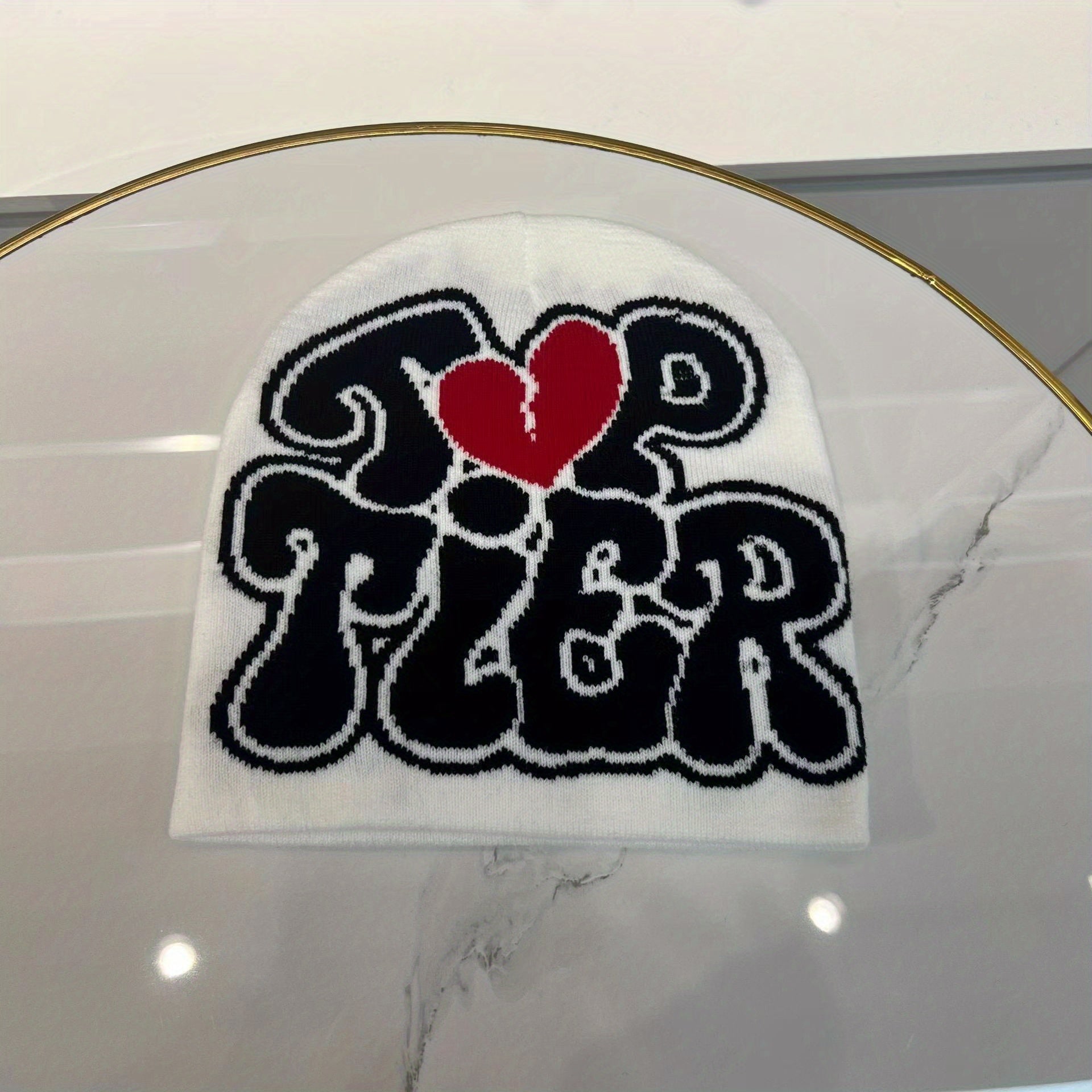 Warm Sport Knit Beanie Hat with Multiple Letters Pattern