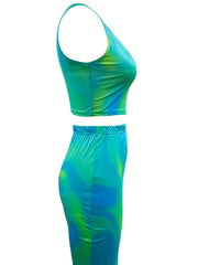 Tie Dye Tank Top & High Rise Skirt Set