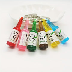 Cartoon Resin Beer Wine Bottle Keychain Pendant