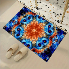 Bright Flower Motif Kitchen Mat Washable Rug Home Decor Indoor Decor