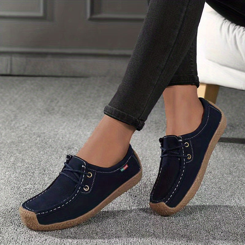 Women's Solid Flat Slip-On Shoes Round Toe Casual Sneakers