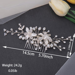 Leaf Bridal Hair Comb Faux Pearl Crystal Headpiece
