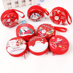 Mini Round Zipper Coin Bags Christmas Coin Ornaments Xmas Gift