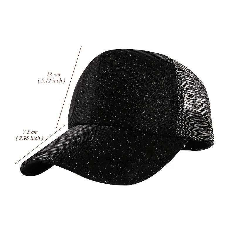 Gradient Sequin Baseball Cap Adjustable Hip Hop Mesh Trucker Hat