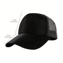 Gradient Sequin Baseball Cap Adjustable Hip Hop Mesh Trucker Hat