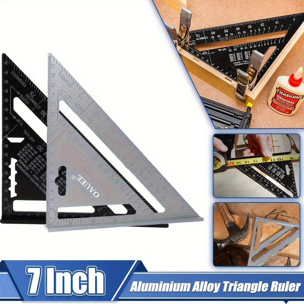 7 Inch Aluminum Triangle Ruler Protractor Metric Square Measuring