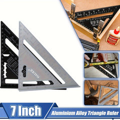 7 Inch Aluminum Triangle Ruler Protractor Metric Square Measuring