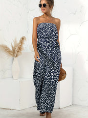Bohemian Floral Strapless Beach Party Jumpsuit
