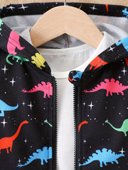 Kids' Cartoon Graphic Zip Up Hooded Windbreaker