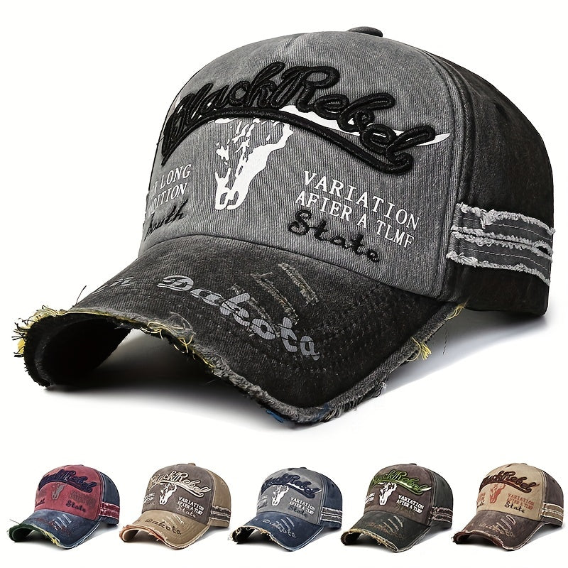 Casual Distressed Embroidery Denim Cap Sun Protection