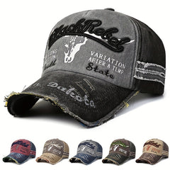Casual Distressed Embroidery Denim Cap Sun Protection