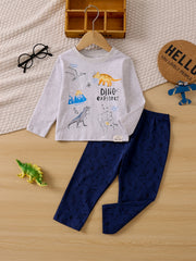Boys Dinosaur Pajama Set Long Sleeve Top & Pants