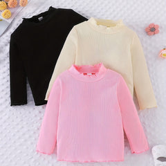 3pcs Baby Girl's Ruffled Long Sleeve Tops Blouse