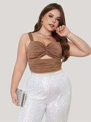 Sexy Cami Top Women's Solid Twist Front Sweetheart Neck Cami Top