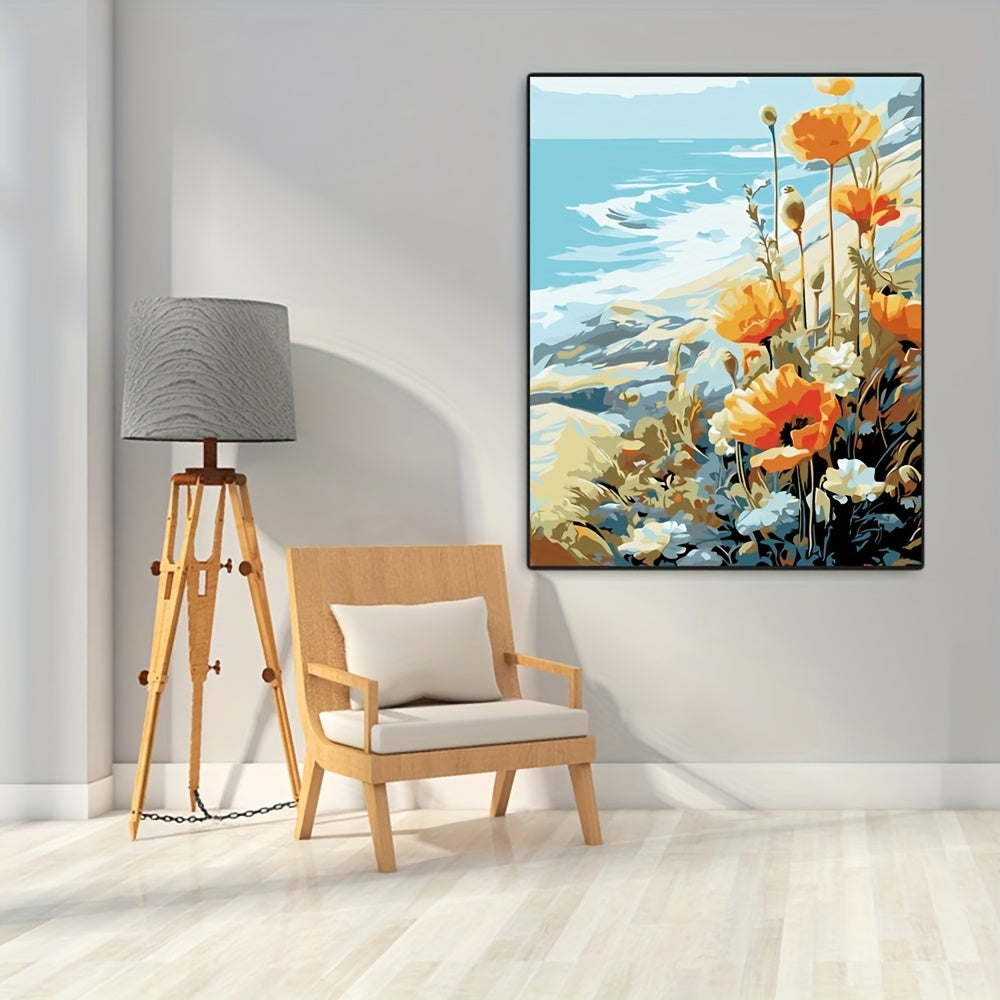 DIY Blooming Flowers at Seaside Acrylic Paint by Numbers Kit - Beginner Friendly