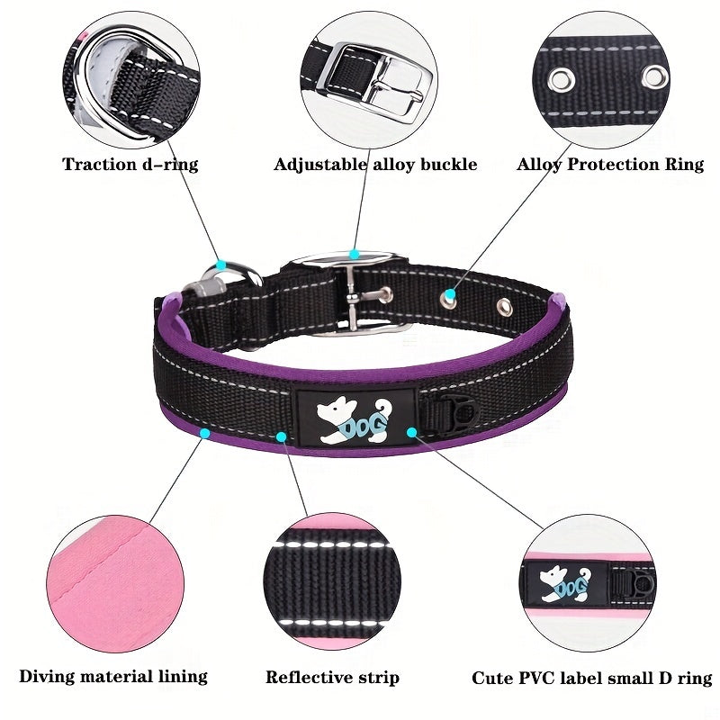 Reflective Space Cotton Pet Collar for Medium Large Dogs