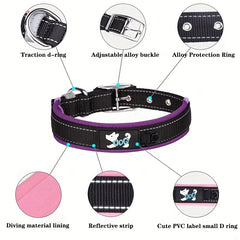 Reflective Space Cotton Pet Collar for Medium Large Dogs