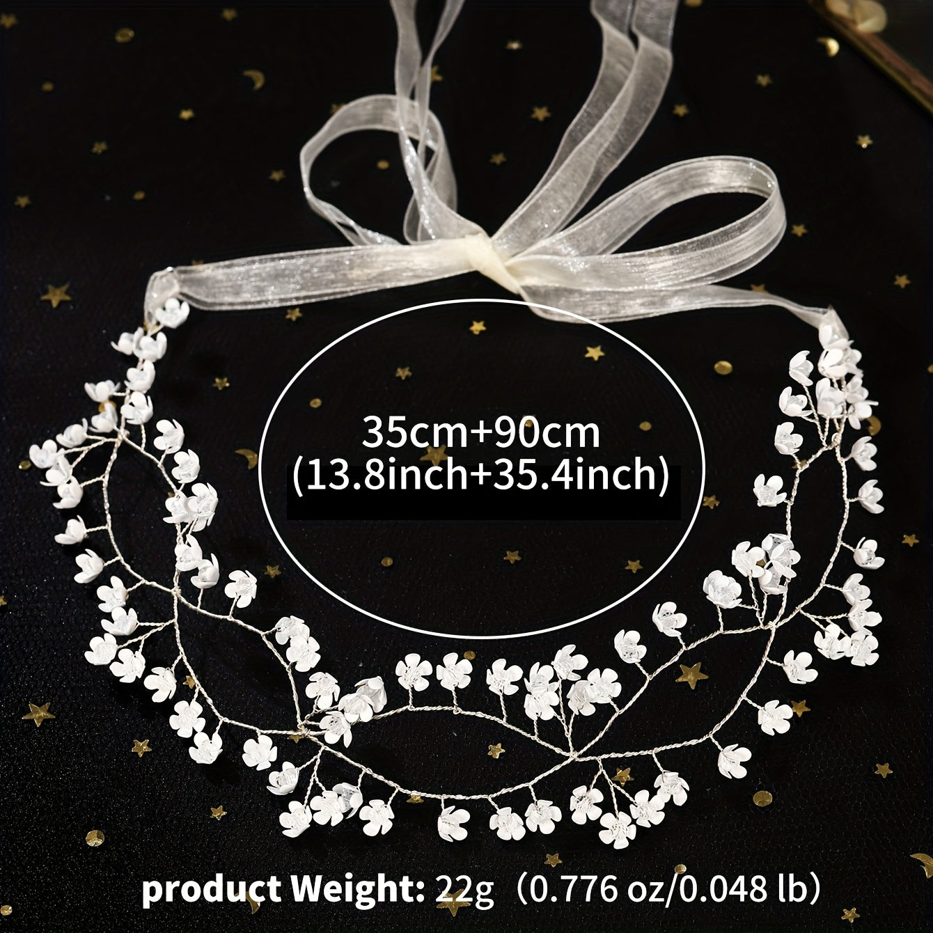Golden Metal Flower Headband with Crystals