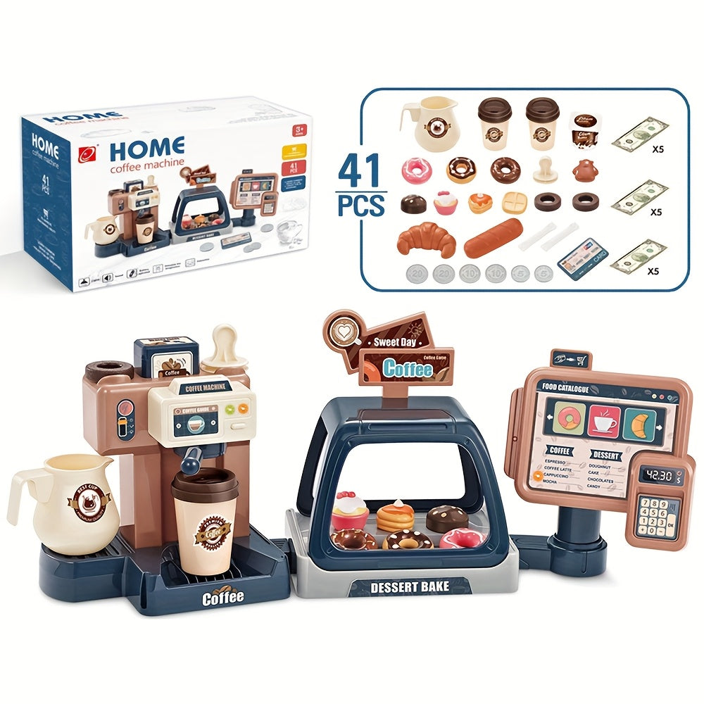 Kids Supermarket Cashier Play Set Coffee Shop Toy