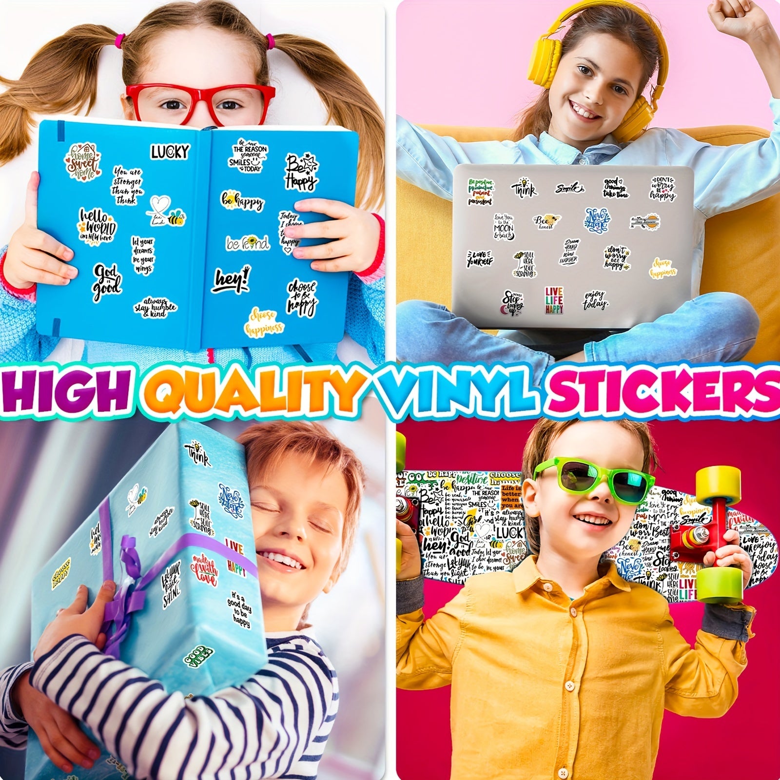 50pcs Positive Motivational Quote Stickers Waterproof Vinyl Stickers