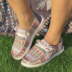 Ethnic Floral Pattern Flat Sports Outdoor Sneakers for Women