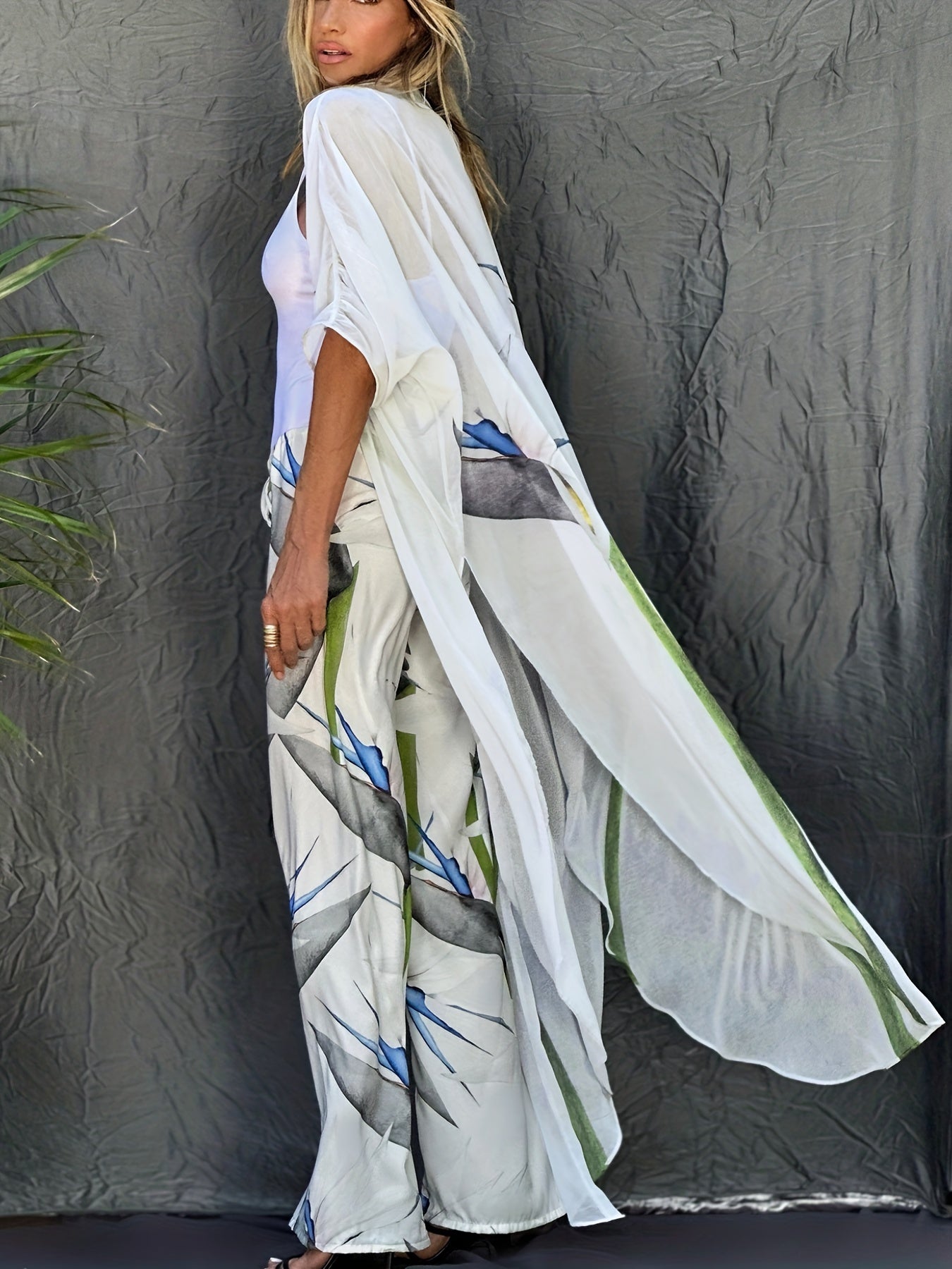 Semi Sheer V-Neck Cover Up Shirt for Women