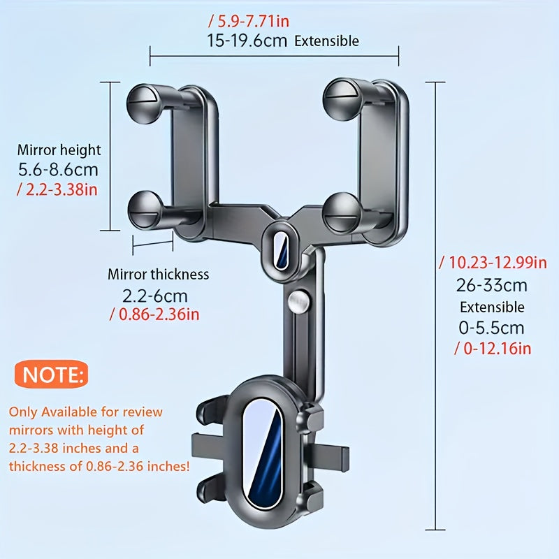 360 Rotatable Car Rearview Mirror Mobile Phone Holder Telescopic Phone Holder