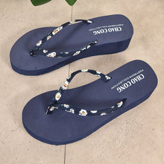 Women's Daisy Printed Flip Flops Thick sole Open Toe Summer Slides