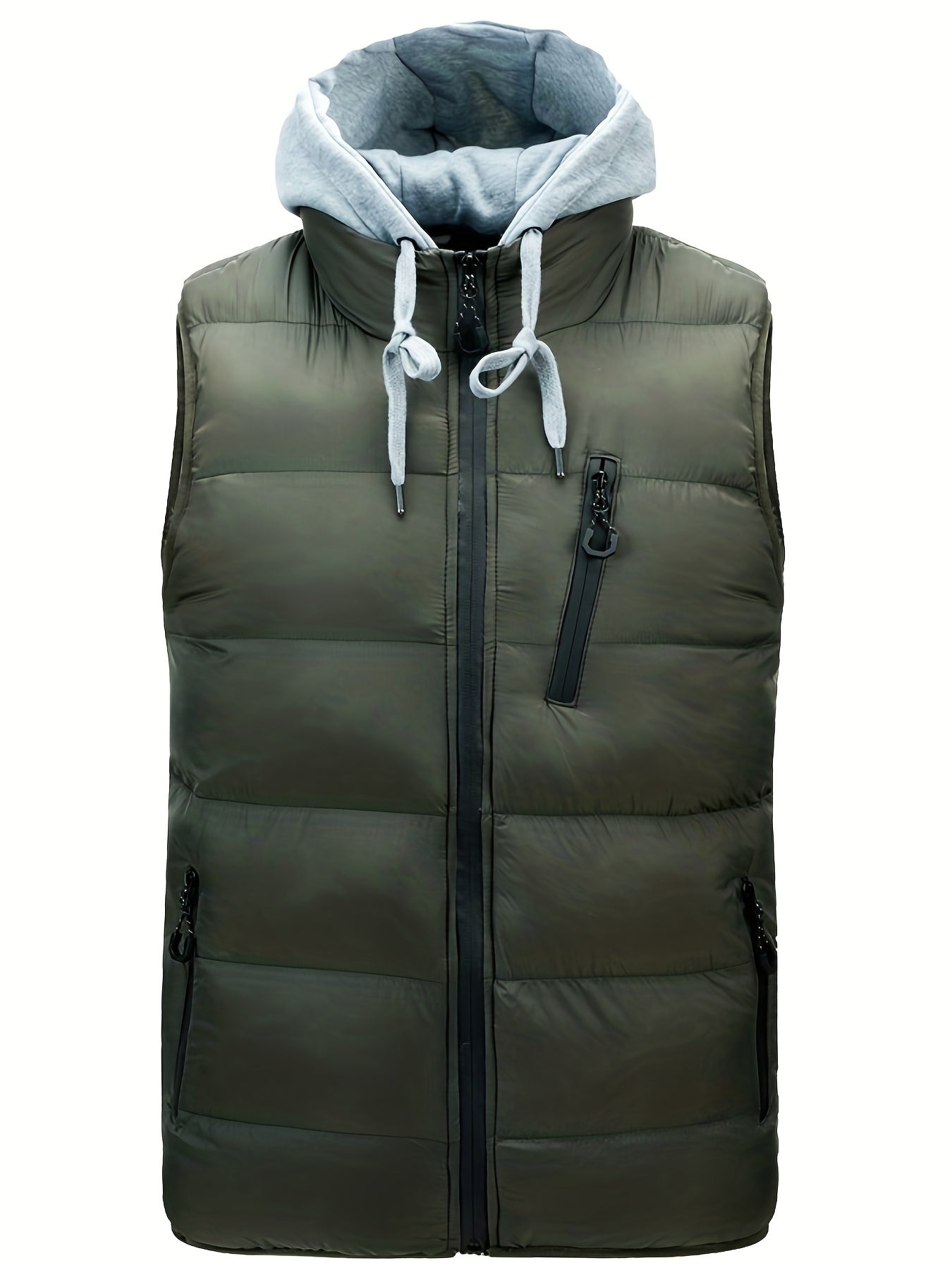 Men's Hooded Winter Vest Zip Up Casual Zipper Pockets