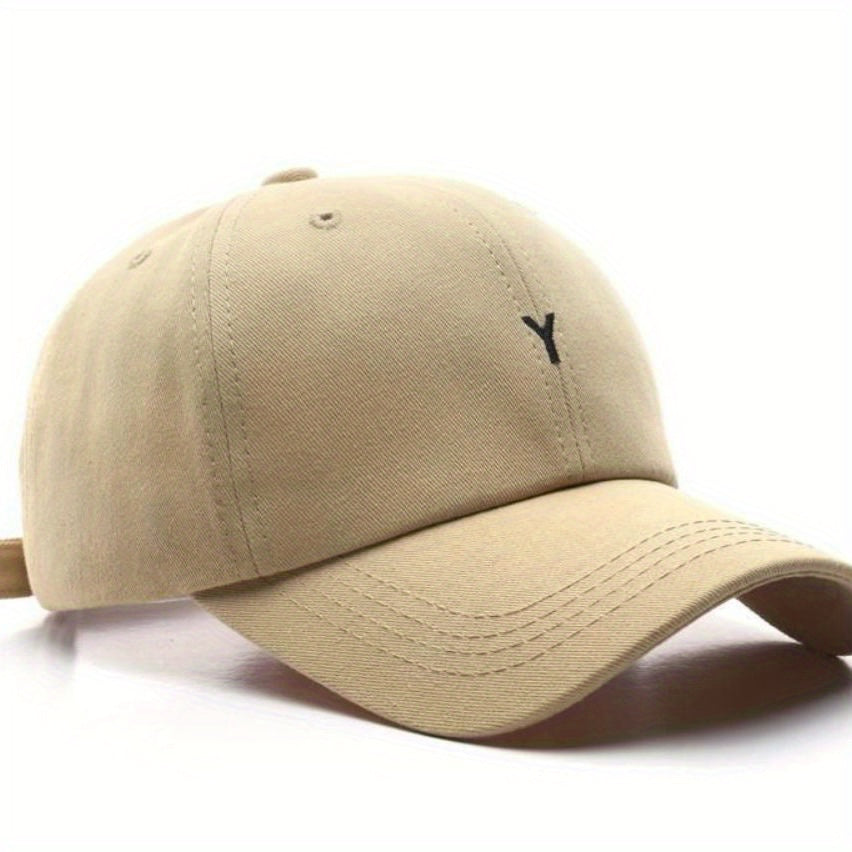 Y Embroidery Baseball Cap Lightweight Cotton Sun Hat Casual Solid Dad Hats