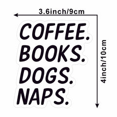 Coffee Books Dogs Naps Sticker Set - Dog Rescue Laptop Decals