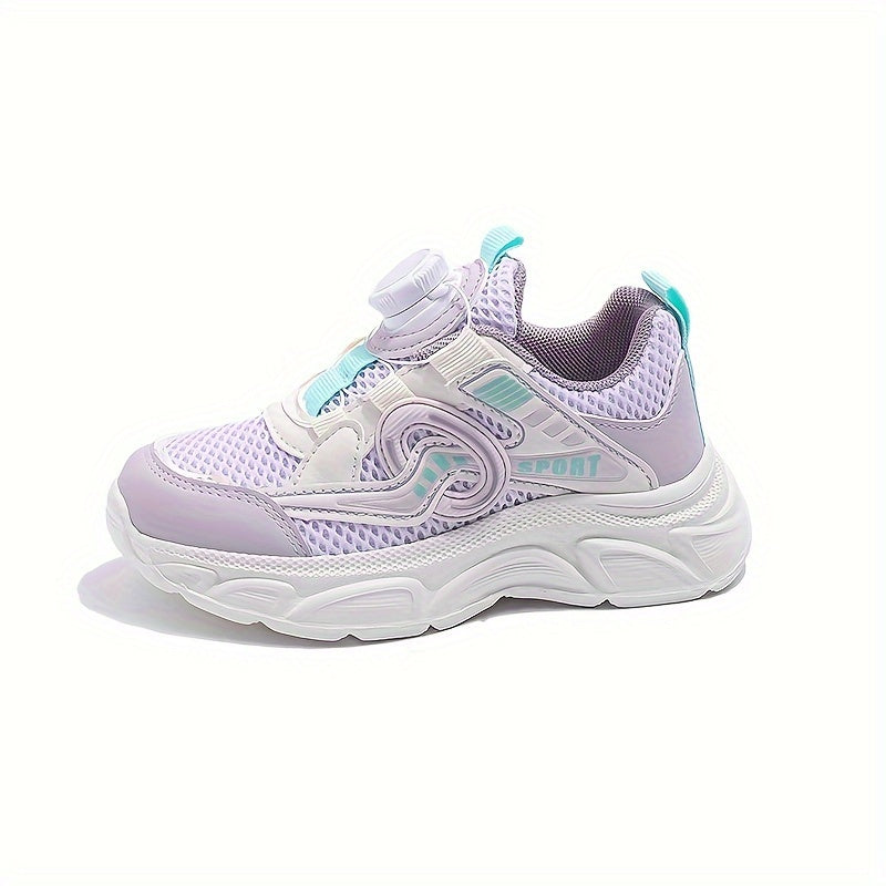 Boy's Mesh Breathable Chunky Shoes With Rotating Buckle Soft Sole Sneakers