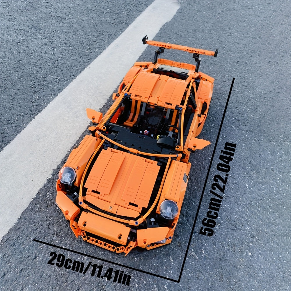 2704pcs Orange Sports Car Building Block Model Toy DIY Gift